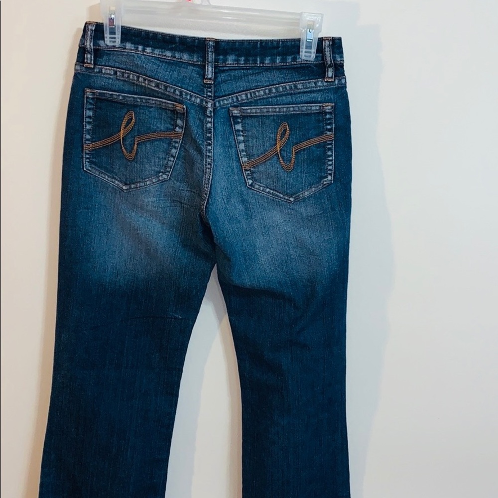 BEBE Denim | Dark Wash Bootcut Denim Pants Jeans Italian Fabric Fitted Low Rise - Picture 6 of 8